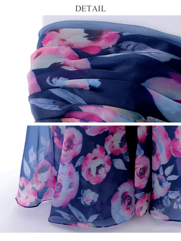 画像24: XS-Lサイズあり【SETTAN/セッタン】ベア/ フラワープリント/ タック/ Aライン/ ロングドレス/ キャバドレス long[OF2]