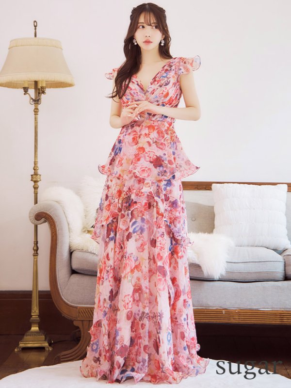 ベージュxピンク モデル：ゆめ　身長：160cm　着用サイズ：7号(Sサイズ)