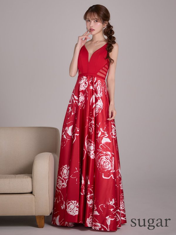 ワインレッド×ホワイト　モデル：ゆめ　身長：160cm　着用サイズ：Sサイズ