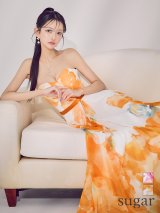 XS-Lサイズあり【SETTAN/セッタン】フラワープリント/ Vネック/ ノースリーブ/ フレア/ ロングドレス / キャバドレス long[OF2]