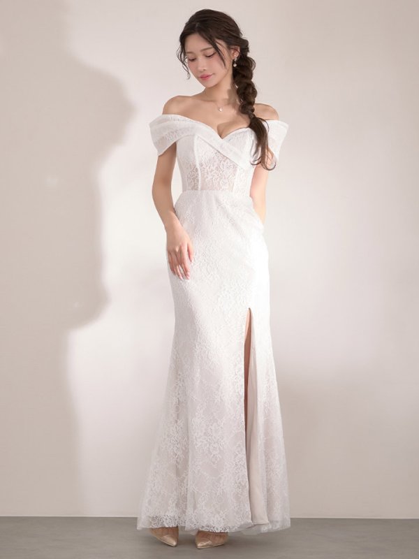 ホワイト　モデル：るりぴ　身長：165cm　着用サイズ：7号(Sサイズ)