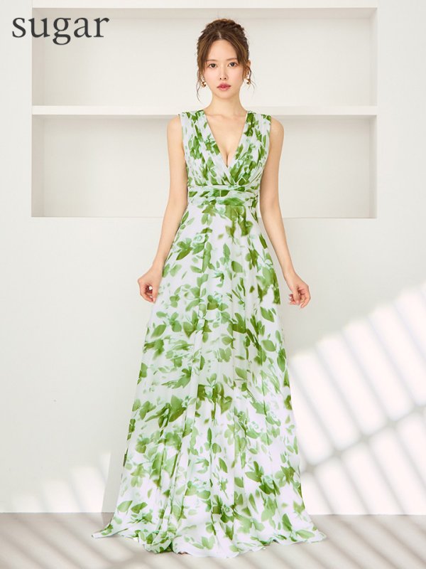 ホワイト×グリーン　モデル：ゆめ　身長：160cm　着用サイズ：7号(Sサイズ)