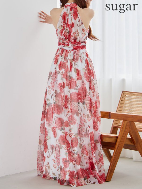 画像12: XS-Lサイズあり【SETTAN/セッタン】フラワー柄/ プリント/ シフォン/ アメスリ/ スリット/ Aライン/ ワンピース/ ロングドレス/ キャバドレス[OF2]