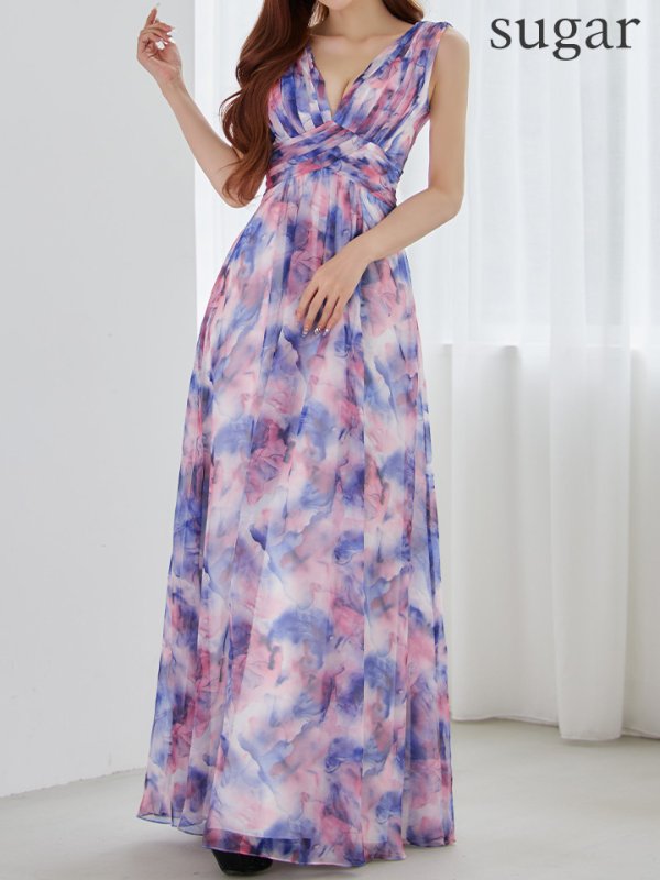 ブルー　モデル：真優川咲　身長：158cm　着用サイズ：7号(Sサイズ)