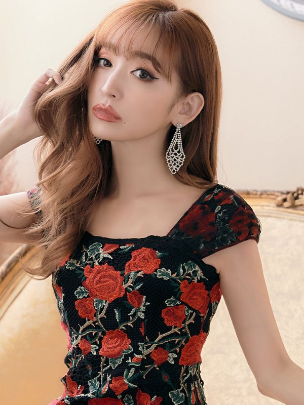 画像4: XS-Lサイズあり【SETTAN/セッタン】フラワー刺繍/ マーメイド/ ノースリーブ/ ミモレ丈/ ワンピース/ ミニドレス/ キャバドレス[OF2]