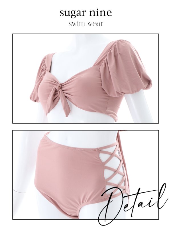 画像11: 【即日発送】【ビキニ】【水着】袖ありギャザーハイウエストビキニ[YMT]