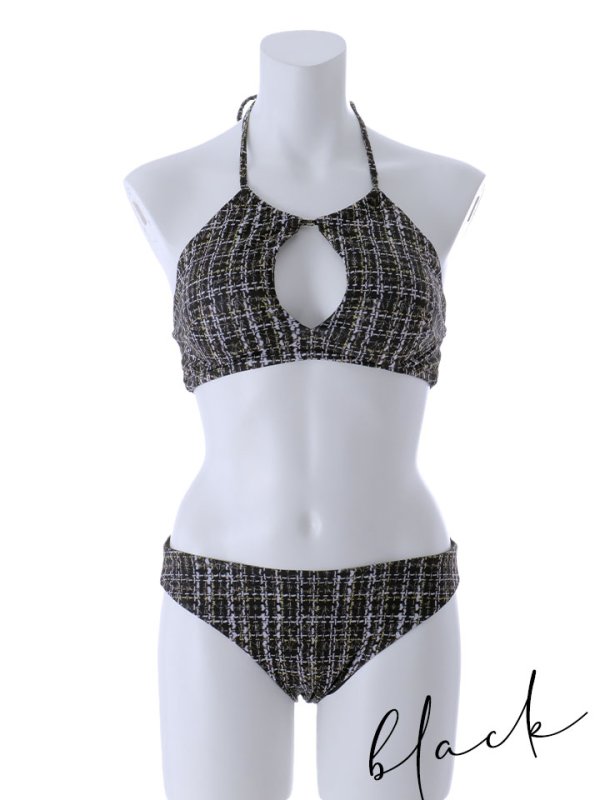 画像20: 【即日発送】【ビキニ】【水着】ツイードチェックホルターネックビキニ  2点セット[YMT]M252dzj