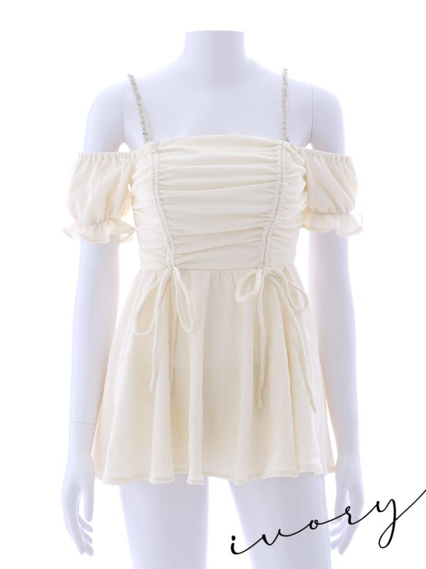 画像20: 【即日発送】【ビキニ】【水着】ビジューオフショルダーワンピースビキニ2点セット [YMT]