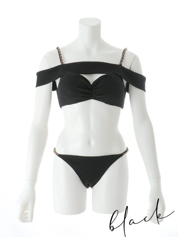 画像20: 【即日発送】【ビキニ】【水着】チェーンストラップオフショルビキニ 2点セット [YMT]