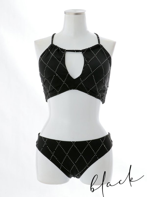 画像25: 【即日発送】【ビキニ】【水着】アーガイル風バストアップホルターネックビキニ 2点セット [YMT]