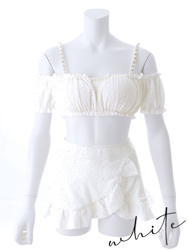 画像43: 【即日発送】【ビキニ】【水着】オフショルフレアスカートビキニ  2点セット[YMT]M274