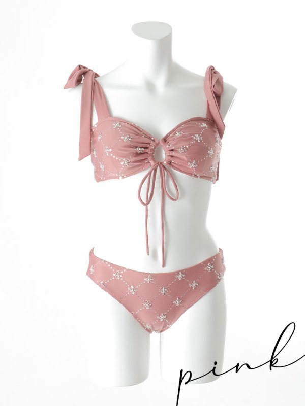 画像23: 【即日発送】【ビキニ】【水着】 ビジューギャザーフロントリボンビキニ ビキニ 2点セット[YMT]M276dzc