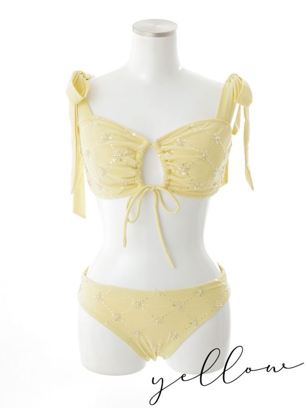 画像25: 【即日発送】【ビキニ】【水着】 ビジューギャザーフロントリボンビキニ ビキニ 2点セット[YMT]M276dzc