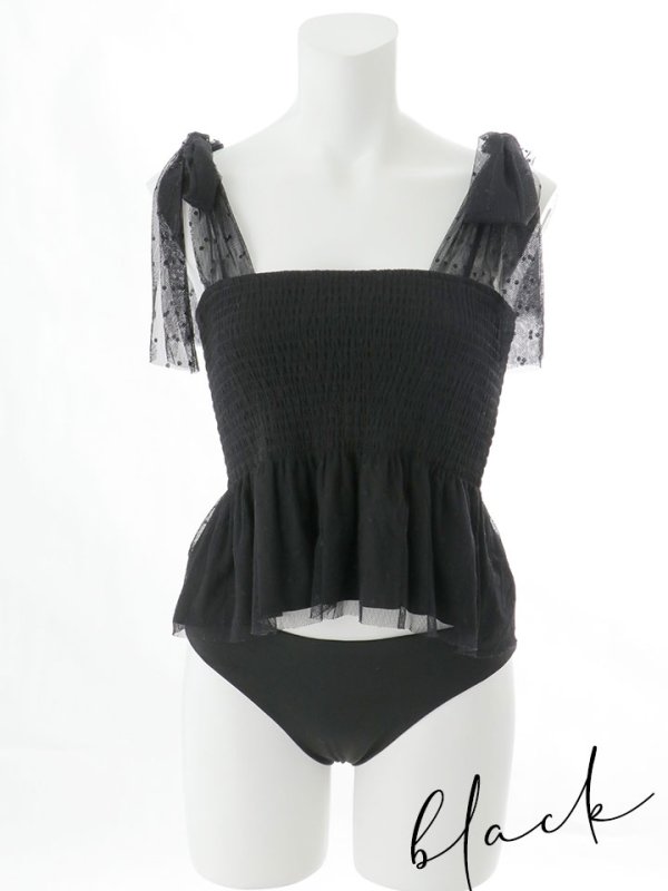 画像30: 【即日発送】【ビキニ】【水着】ドットチュールペプラムフリルビキニ 2点セット [YMT]