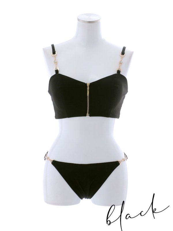 画像22: 【即日発送】【ビキニ】【水着】フロントジップビジューチェーンビキニ 2点セット [YMT]