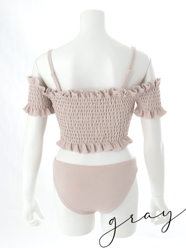 画像30: 【即日発送】【ビキニ】【水着】シャーリングオフショルビキニ  2点セット [YMT]