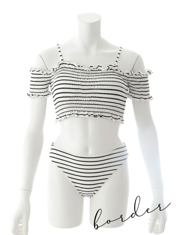 画像31: 【即日発送】【ビキニ】【水着】シャーリングオフショルビキニ  2点セット [YMT]