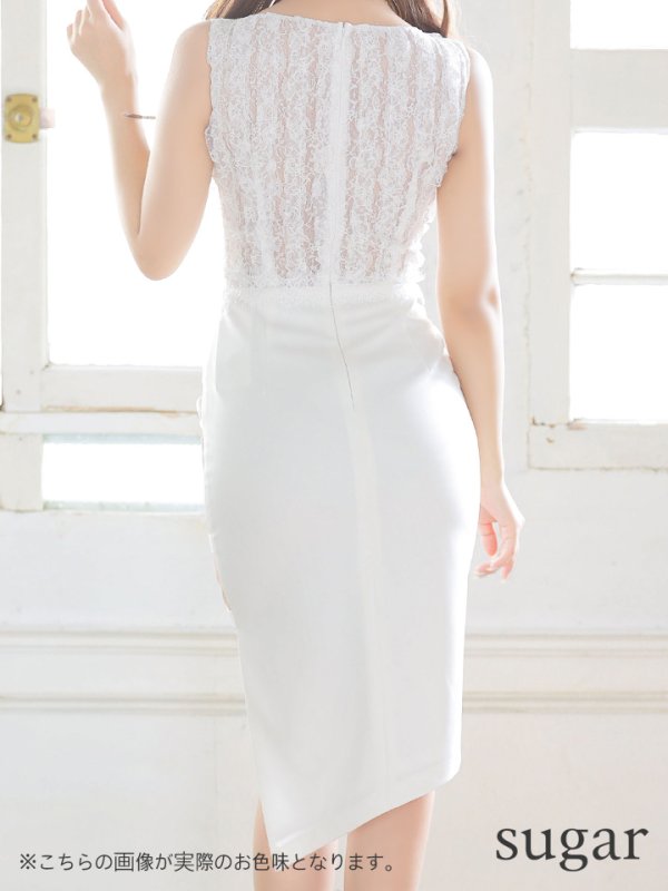 画像11: 【Miyu × GLAMOROUS by Andy COLLECTION】ワンカラー/ レース/ アシメスカート/ タイト/ ミニドレス / キャバドレス[FB03]