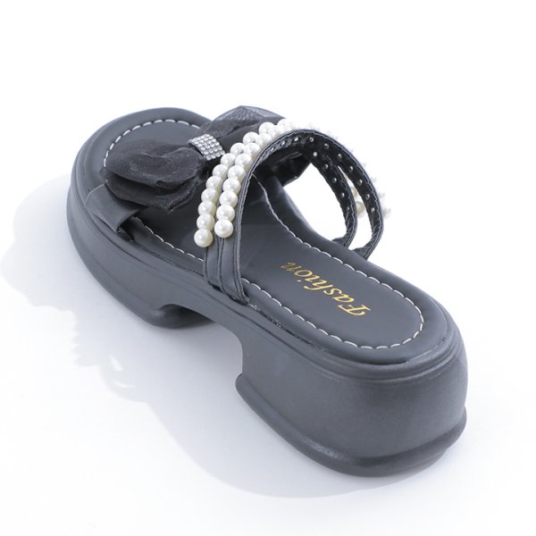 画像4: 【即日発送】【水着小物：ビーチサンダル】パール付き/ リボン/ 厚底サンダル[YMT]
