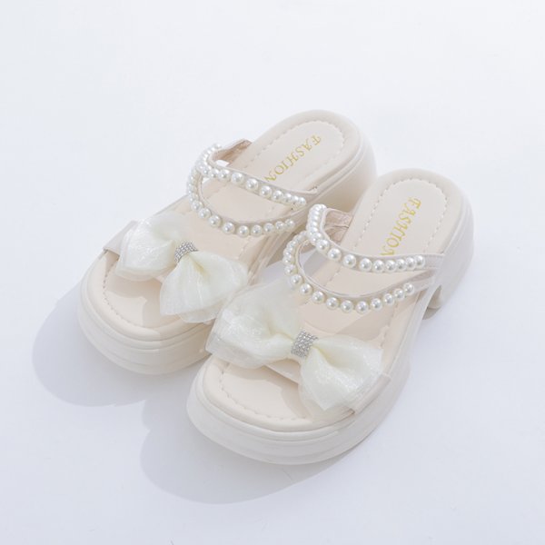 画像15: 【即日発送】【水着小物：ビーチサンダル】パール付き/ リボン/ 厚底サンダル[YMT]
