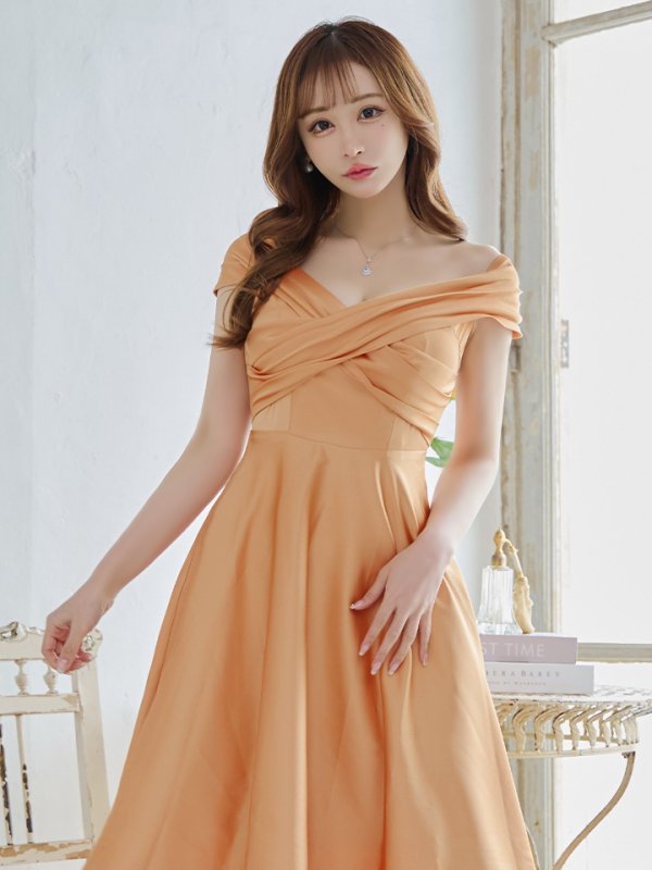 画像12: 【MONOQLO/モノクロ】オフショル/ バストクロス/ テールカット/ フレア/ ミモレ丈/ マキシ丈/ ロングドレス/ キャバドレス/ long【OF2C】[OF2]