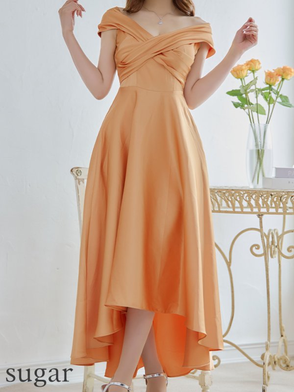 画像14: 【MONOQLO/モノクロ】オフショル/ バストクロス/ テールカット/ フレア/ ミモレ丈/ マキシ丈/ ロングドレス/ キャバドレス/ long【OF2C】[OF2]