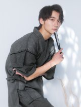 【即日発送】【メンズ甚平】ダークグレー甚平【甚平2点セット 甚平/下駄】[YMT]