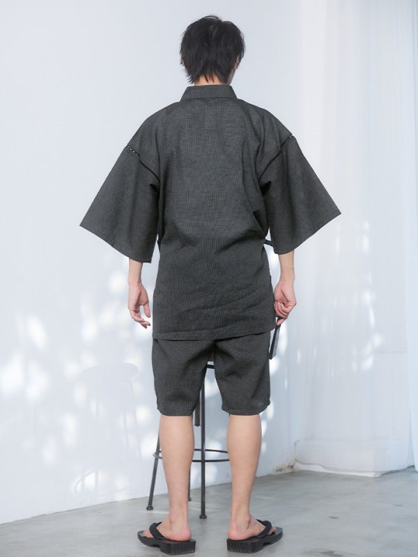 画像12: 【即日発送】【メンズ甚平】ダークグレー甚平【甚平2点セット 甚平/下駄】[YMT]