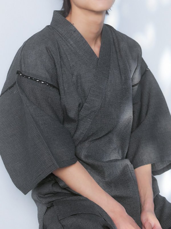 画像13: 【即日発送】【メンズ甚平】ダークグレー甚平【甚平2点セット 甚平/下駄】[YMT]