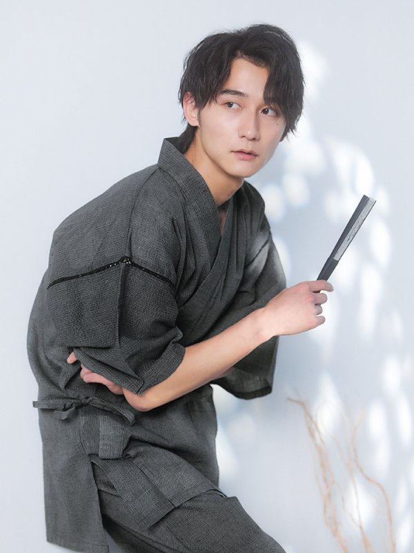 画像9: 【即日発送】【メンズ甚平】ダークグレー甚平【甚平2点セット 甚平/下駄】[YMT]