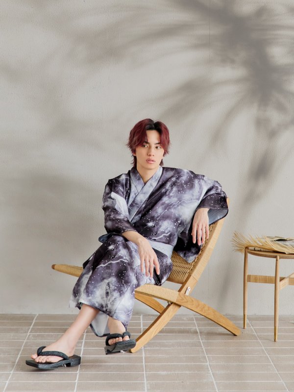 画像13: 【即日発送！】【メンズ浴衣】モノトーン×雷浴衣【浴衣３点セット 浴衣/帯/下駄】[YMT]