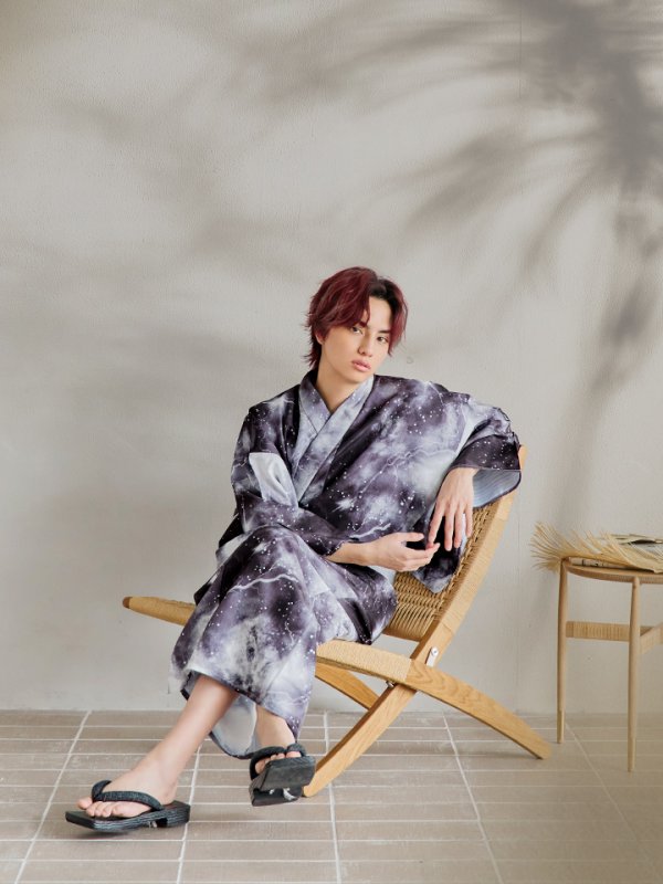 画像8: 【即日発送！】【メンズ浴衣】モノトーン×雷浴衣【浴衣３点セット 浴衣/帯/下駄】[YMT]