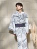画像10: 【即日発送！】【メンズ浴衣】ホワイト×ブラック線画浴衣【浴衣・帯・下駄セット】 OBI-MS-004-wk-1-B [YMT]