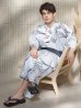 画像5: 【即日発送！】【メンズ浴衣】ホワイト×ブラック線画浴衣【浴衣・帯・下駄セット】 OBI-MS-004-wk-1-B [YMT]