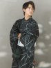 画像3: 【ノベルティ対象】【即日発送！】【メンズ浴衣】ブラックグリーン幾何学的模様浴衣【浴衣３点セット 浴衣/帯/下駄】 OBI-MS-001-ok-6-W [YMT]
