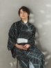 画像6: 【ノベルティ対象】【即日発送！】【メンズ浴衣】ブラックグリーン幾何学的模様浴衣【浴衣３点セット 浴衣/帯/下駄】 OBI-MS-001-ok-6-W [YMT]