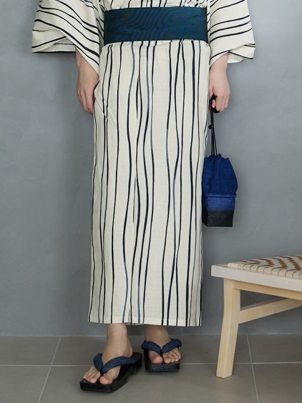 画像16: 【即日発送】【メンズ浴衣】白地×ストライプ浴衣【浴衣３点セット 浴衣/帯/下駄】[YMT]