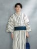 画像8: 【メンズ浴衣】白地×ストライプ浴衣【浴衣・帯・下駄セット】 OBI-MS-004-wk-2-BL [YMT]