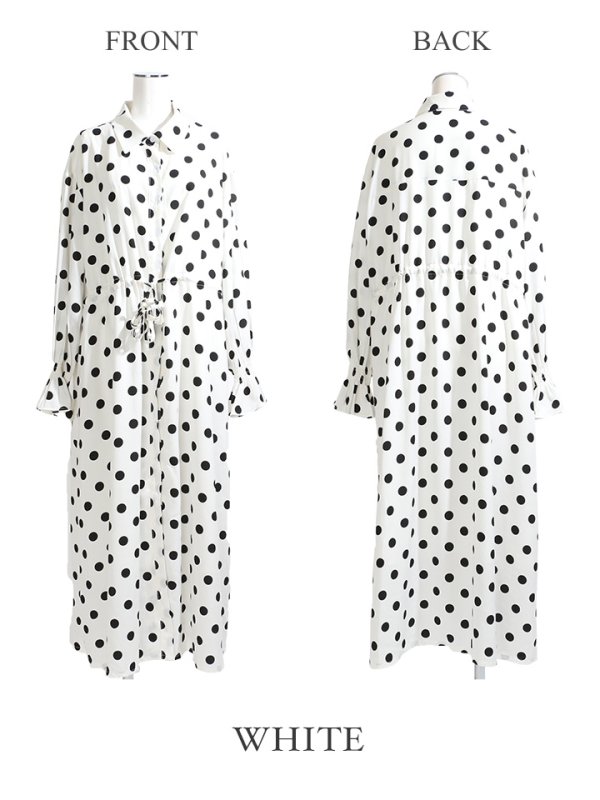画像11: 真優川 咲ちゃんコラボ【ルームウェア】ルームローブワンピ/ ドット/羽織り/ 清楚ワンピ【HC02】