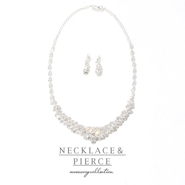 画像2: 【アクセサリー：ネックレス】【ネックレス&ピアス】【ANGEL R】シンプルでも一際目立つゴージャス感☆ドレスと合わせてより華やかに♪ネックレス＆ピアスSET[OF02]