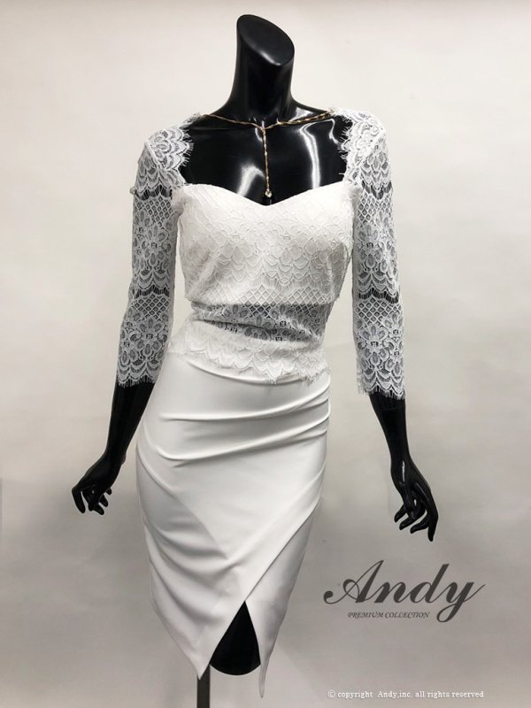画像42: 【ANDY/アンディ】レース切替/ 長袖/ 袖あり/ アシメスカート/ タイト/ ミニドレス/ キャバドレス[FB03]