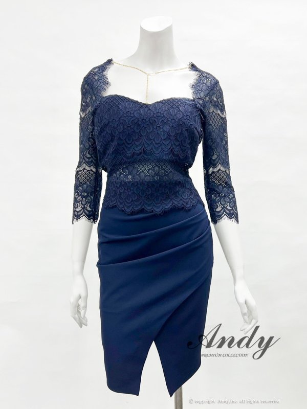 画像33: 【ANDY/アンディ】レース切替/ 長袖/ 袖あり/ アシメスカート/ タイト/ ミニドレス/ キャバドレス[FB03]