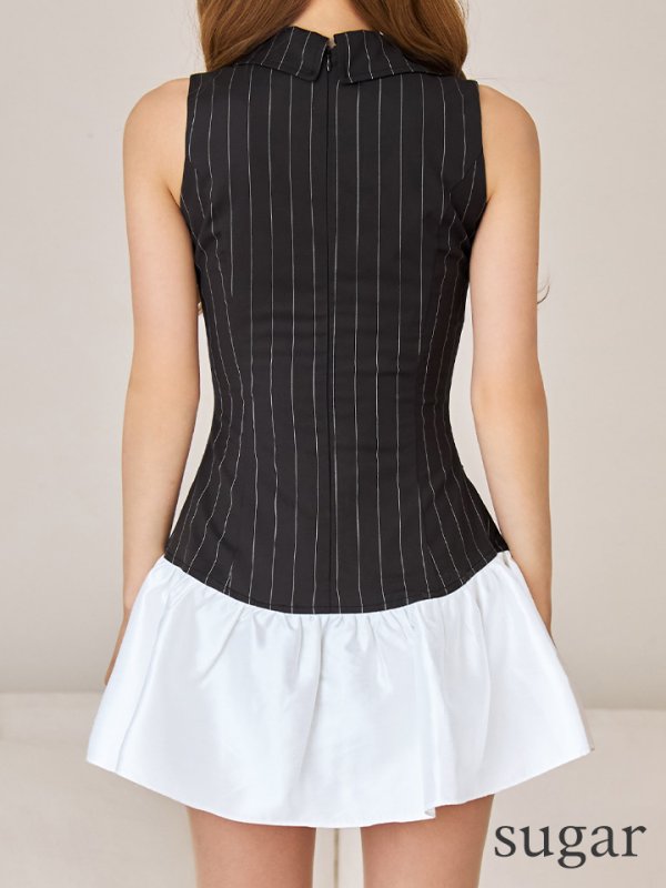 ブラックストライプxホワイト　モデル：るりぴ　身長：165cm　着用サイズ：Sサイズ