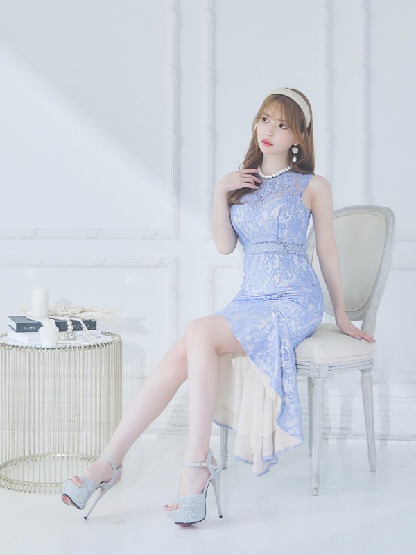 画像10: 【Andy ANDY Fashion Press 15 COLLECTION 02】フラワーレース/ ウエストシアー/ ノースリーブ/ マーメイド/ テールカット/ フリル/ ミディアムドレス/ キャバドレス[OF05]