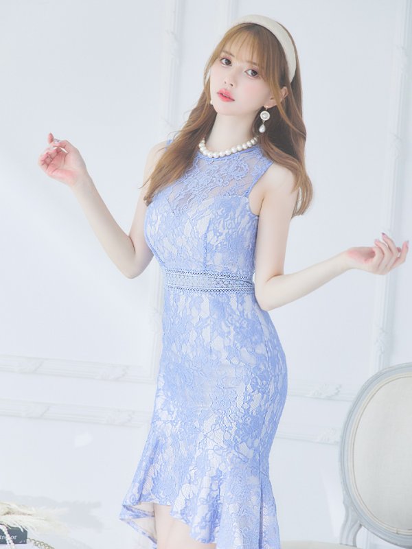 画像9: 【Andy ANDY Fashion Press 15 COLLECTION 02】フラワーレース/ ウエストシアー/ ノースリーブ/ マーメイド/ テールカット/ フリル/ ミディアムドレス/ キャバドレス[OF05]