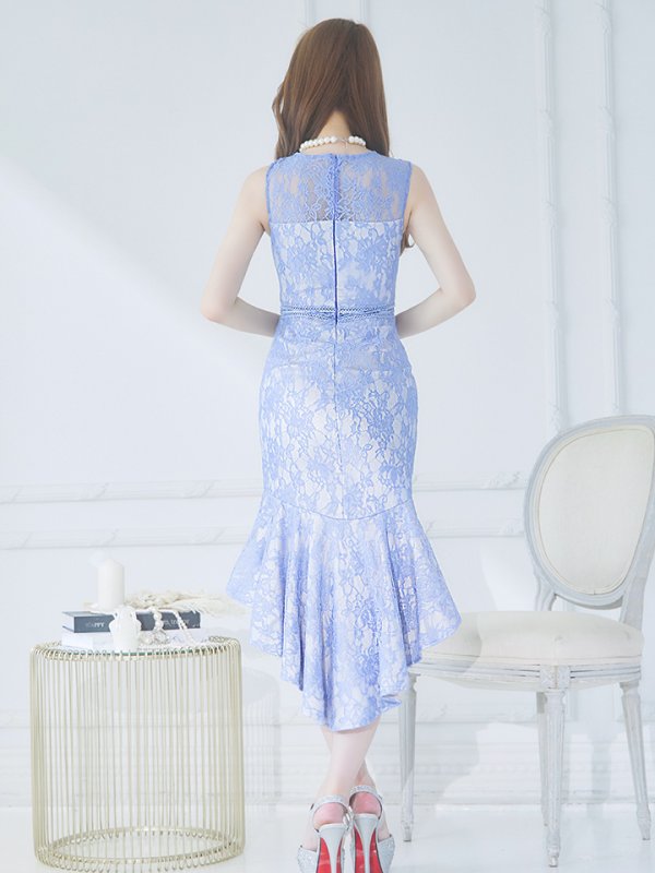 画像8: 【Andy ANDY Fashion Press 15 COLLECTION 02】フラワーレース/ ウエストシアー/ ノースリーブ/ マーメイド/ テールカット/ フリル/ ミディアムドレス/ キャバドレス[OF05]