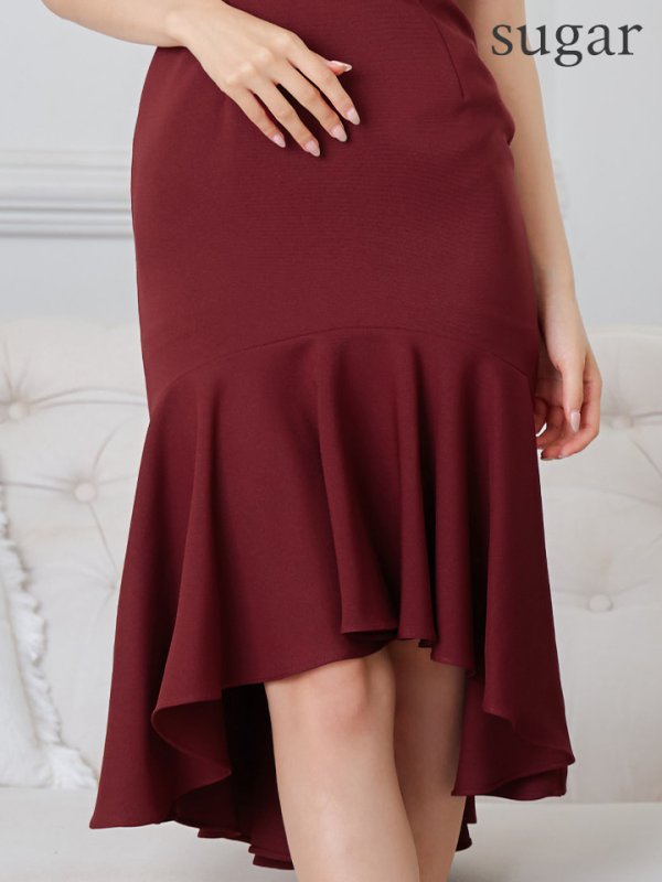 画像20: 【ANDY/アンディ】 フリル/ マーメイド/ カットアウト/ 無地/ オフショルデザイン/ ミディアムドレス/ キャバドレス[OF05]