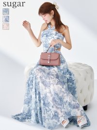 XSサイズあり【ANDY/アンディ】ホルターネック/ ウエストカット/ ノースリーブ/ フレア/ シフォン/ ロングドレス/ ワンピース/ キャバドレス[OF05]