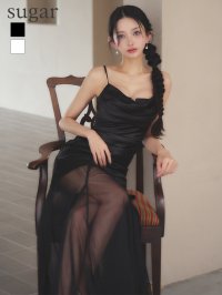 XSサイズあり【ANDY/アンディ】シースルー/ バストジップ/ ドレープ/ ウエストタック/ キャミ/ ロングドレス/ キャバドレス[OF05]