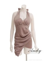 XSサイズあり【ANDY/アンディ】シンプル/ ホルターネック/ ドレープ/ バストジップ/ ノースリーブ/ アシンメトリー/ タイト/ ミニドレス/ キャバドレス[OF05]